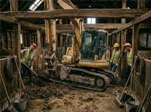 Traditional machinery on old-fashioned farms